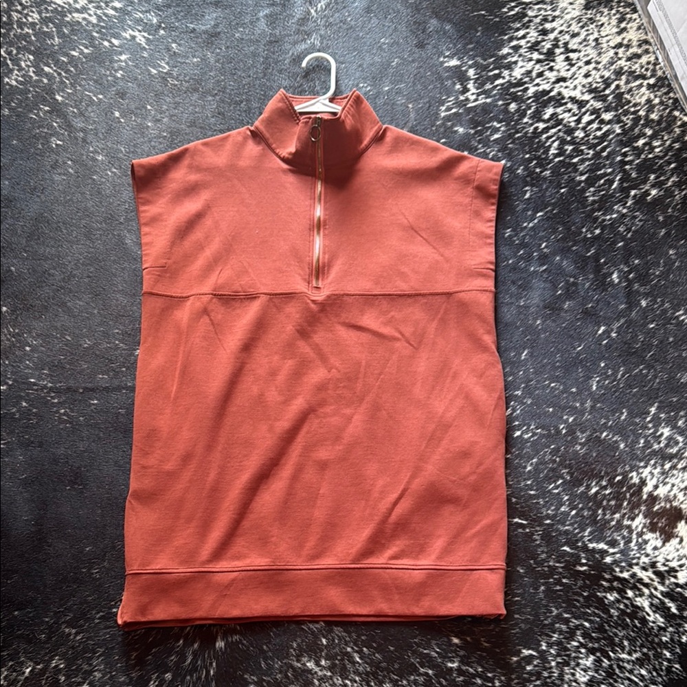 Rust Sleeveless Half-Zip dress